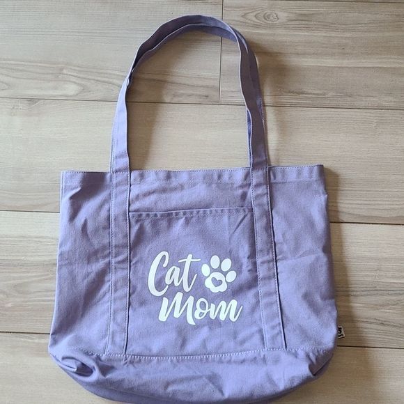 cat lady box Bags Cat Lady Box Canvas Tote Bag Cat Lady Purple W